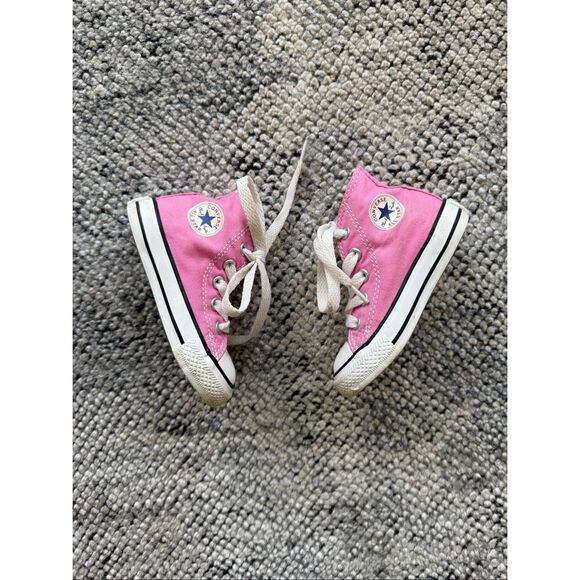 Converse Pink High Top Toddler Girl size 5 Lace Sneakers - Picture 1 of 6